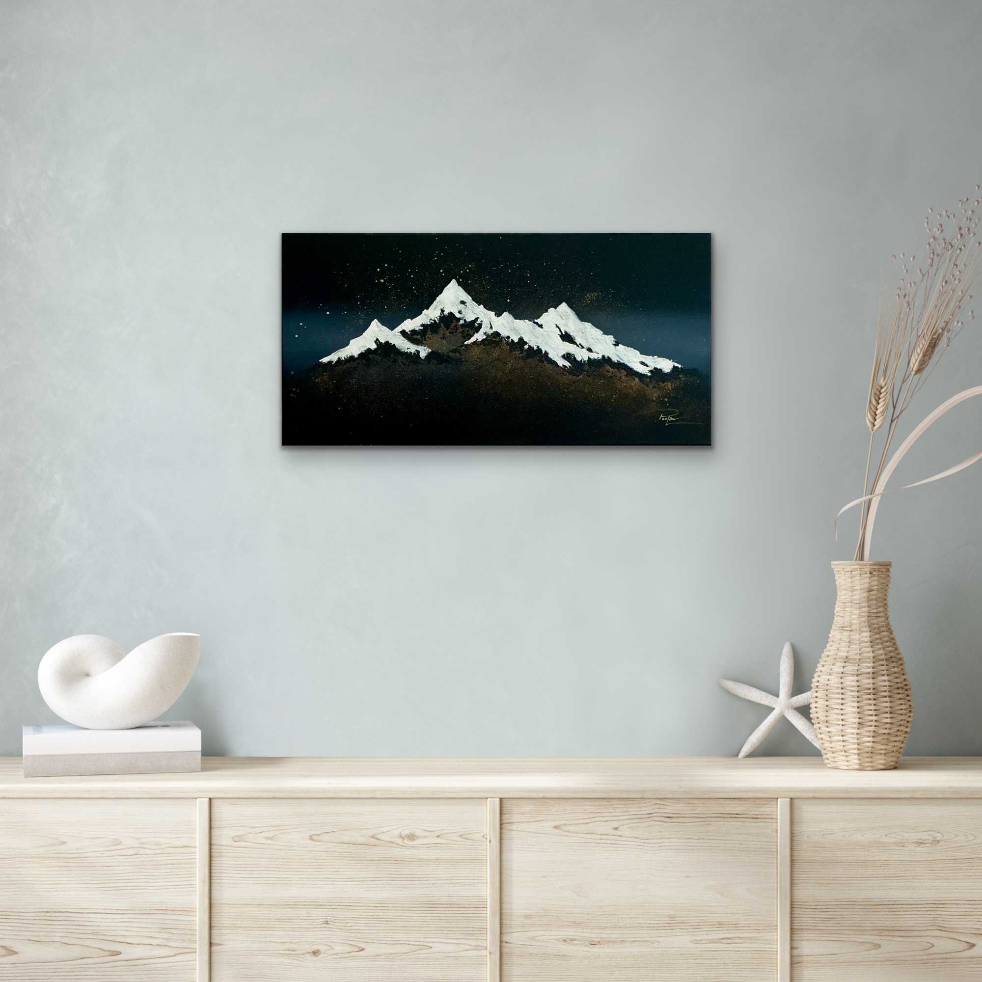 Entre deux mondes - Émergence, toile sérénique abstraite structurée, 30x60 – Image 5