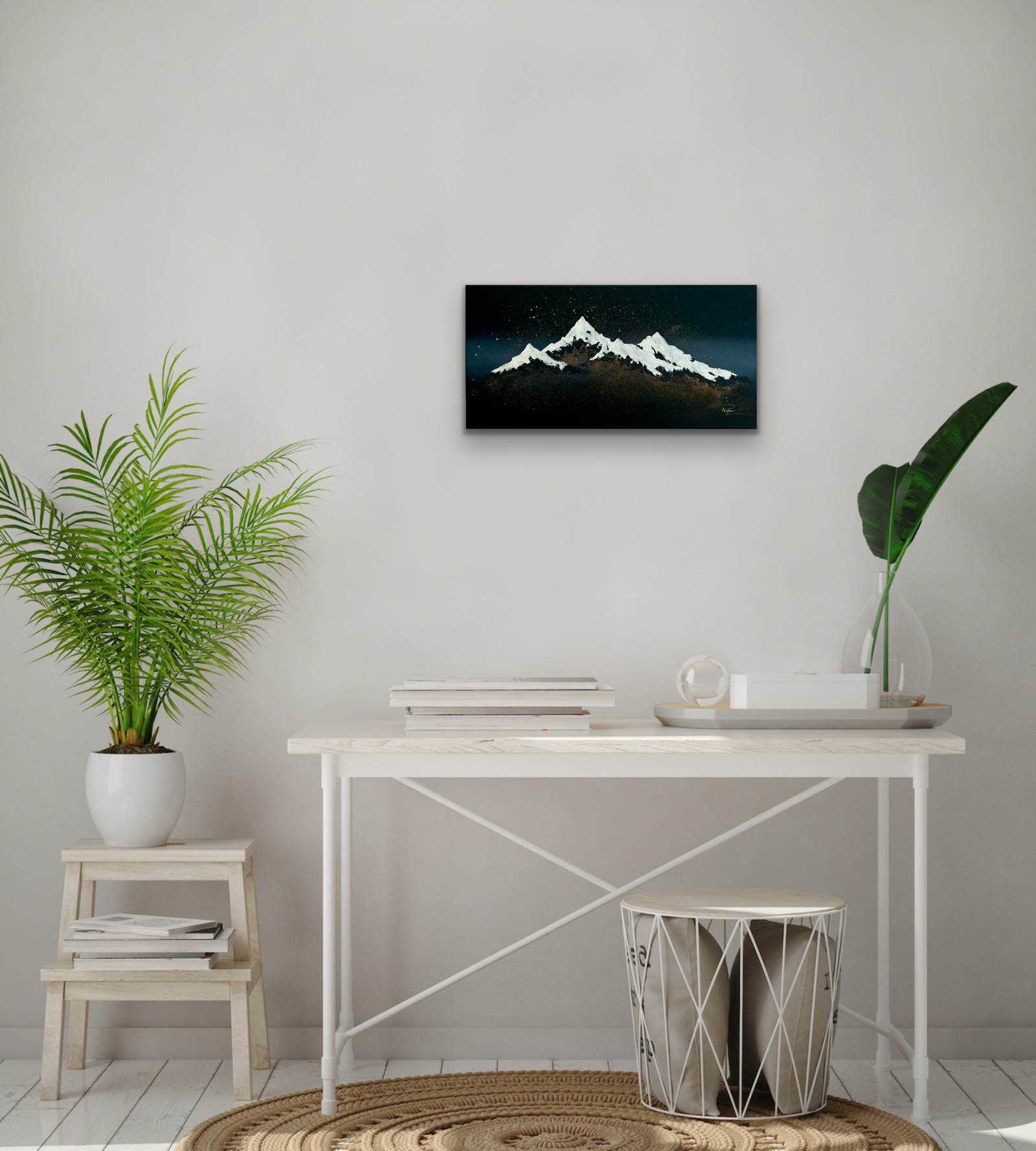 Entre deux mondes - Émergence, toile sérénique abstraite structurée, 30x60 – Image 4