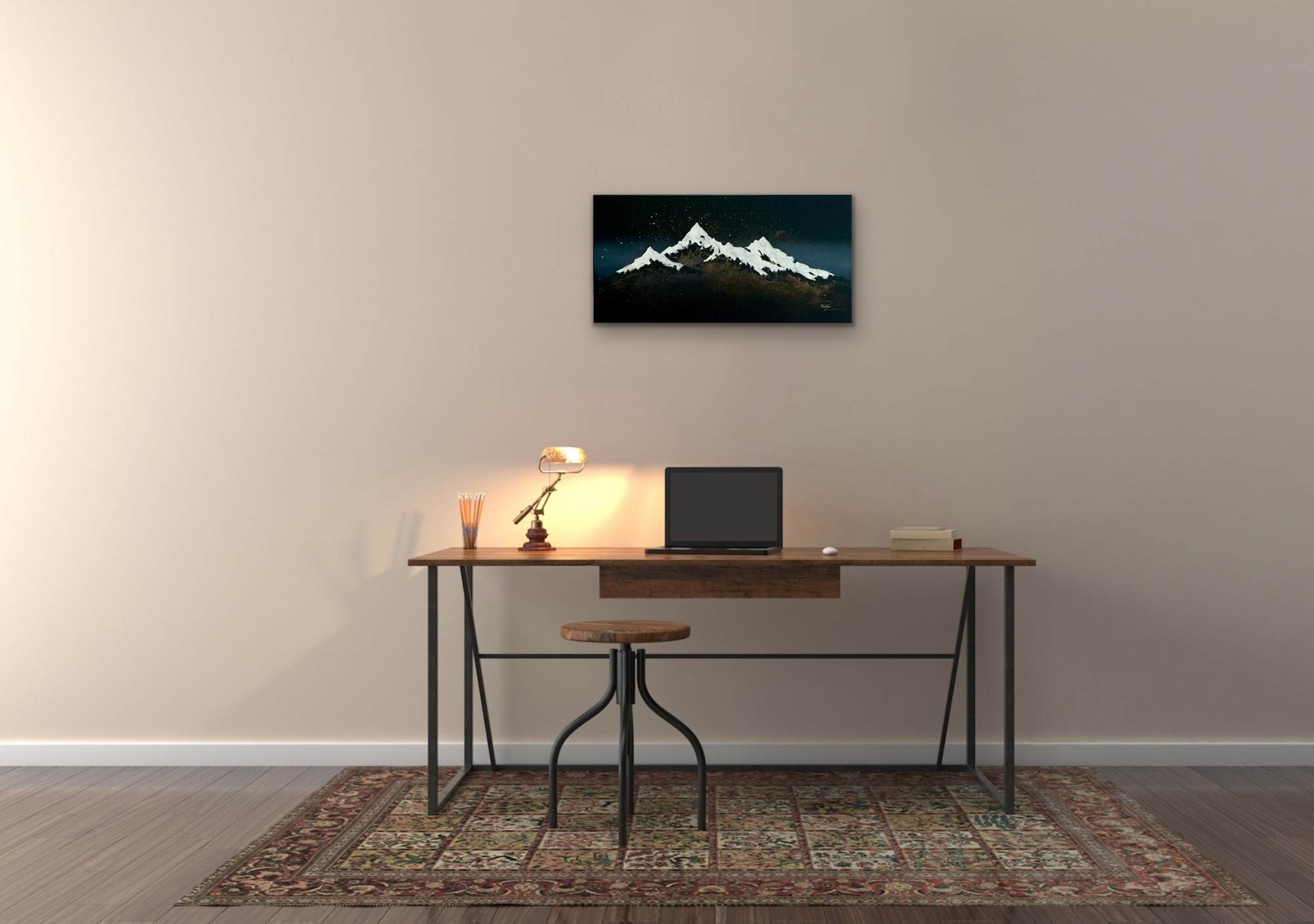 Entre deux mondes - Émergence, toile sérénique abstraite structurée, 30x60 – Image 3