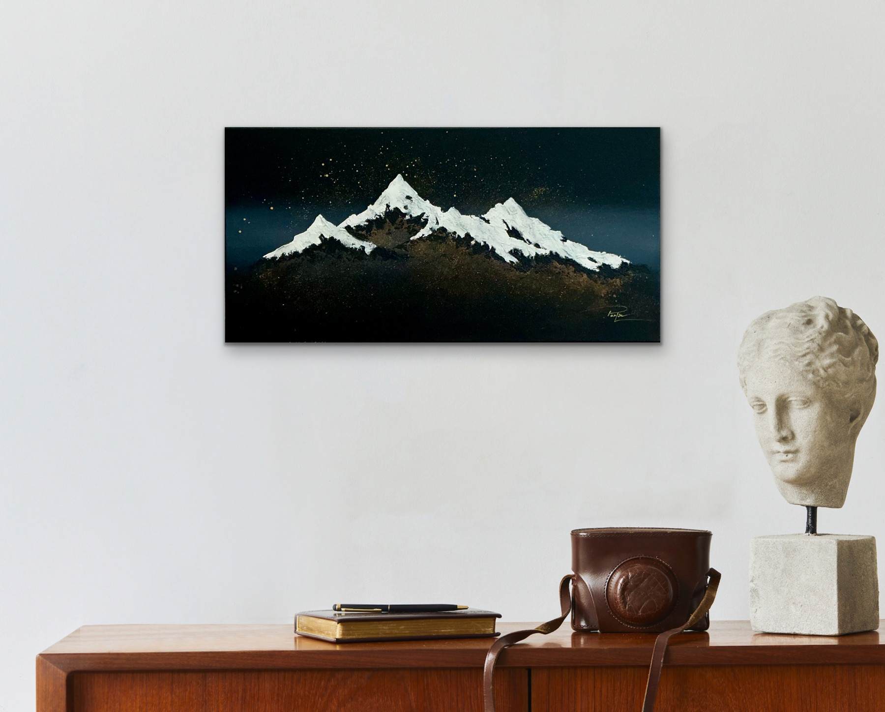 Entre deux mondes - Émergence, toile sérénique abstraite structurée, 30x60 – Image 2