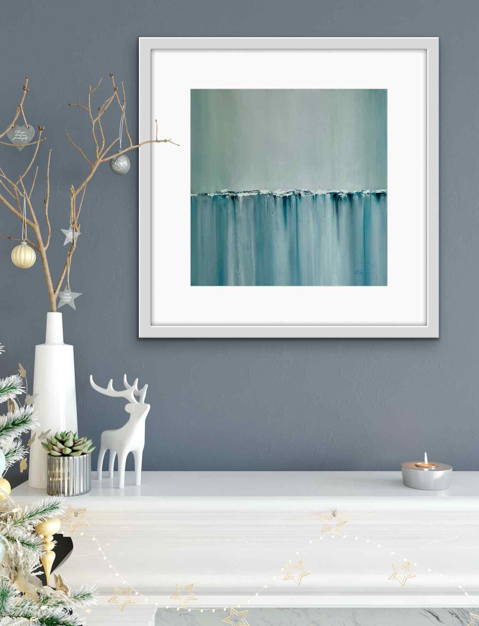 Arctica - Arctic –Tableau hypnotique abstrait 50x50, bleu glacier et glace en relief pour une ambiance polaire zen – Image 2