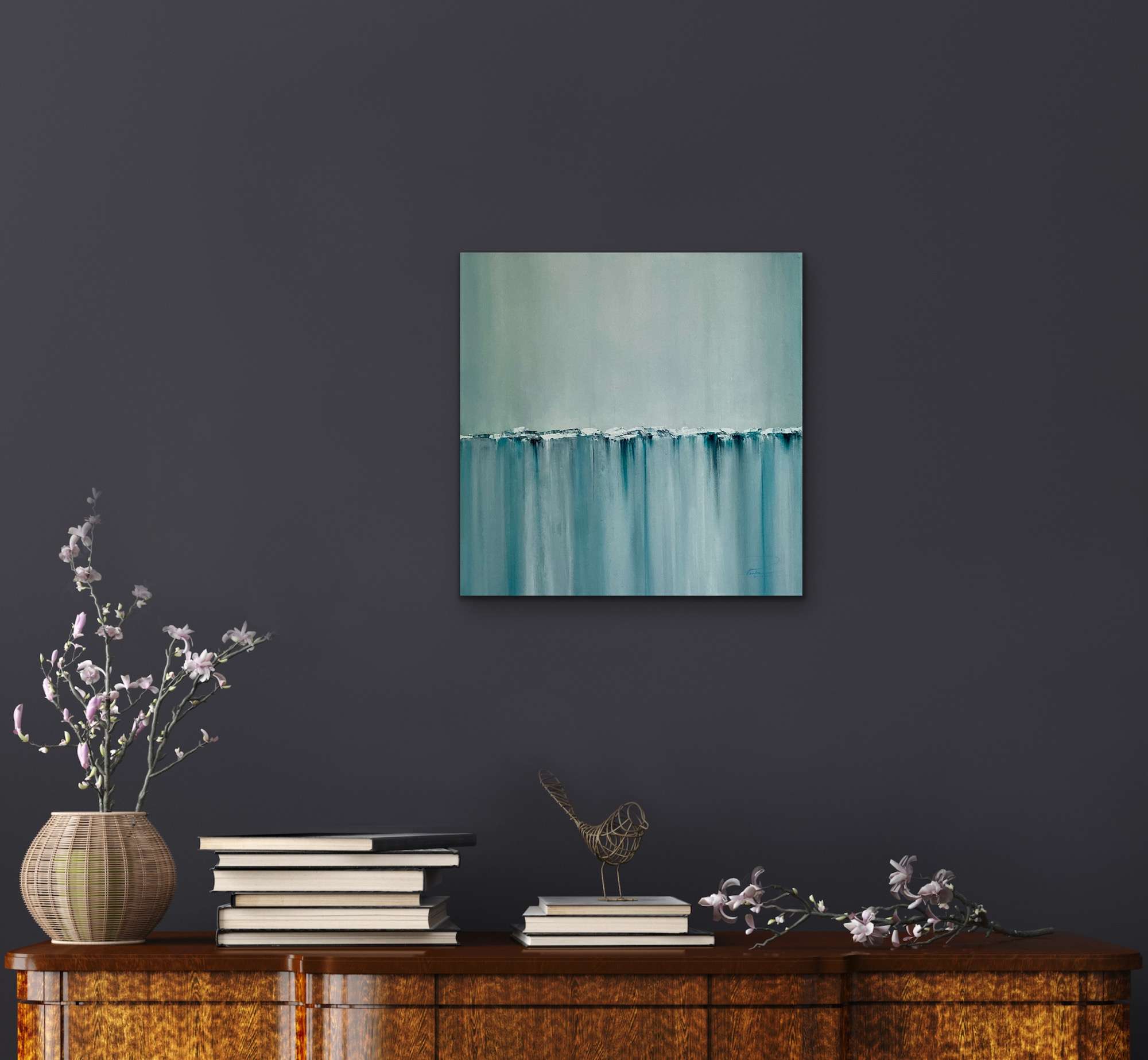 Arctica - Arctic –Tableau hypnotique abstrait 50x50, bleu glacier et glace en relief pour une ambiance polaire zen – Image 4