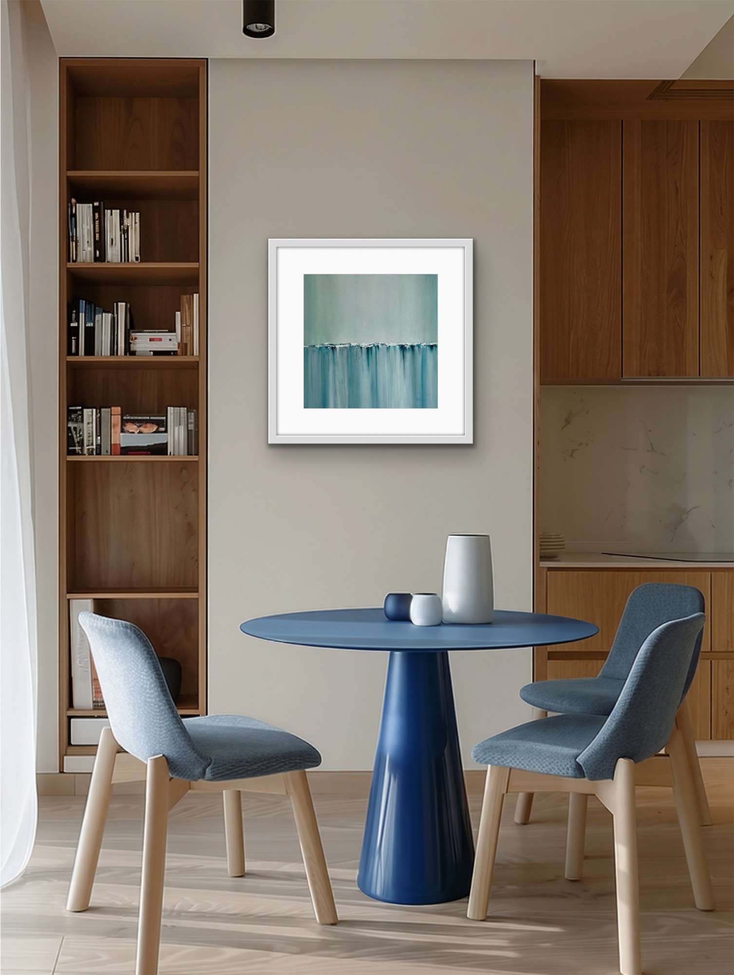 Arctica - Arctic –Tableau hypnotique abstrait 50x50, bleu glacier et glace en relief pour une ambiance polaire zen – Image 3