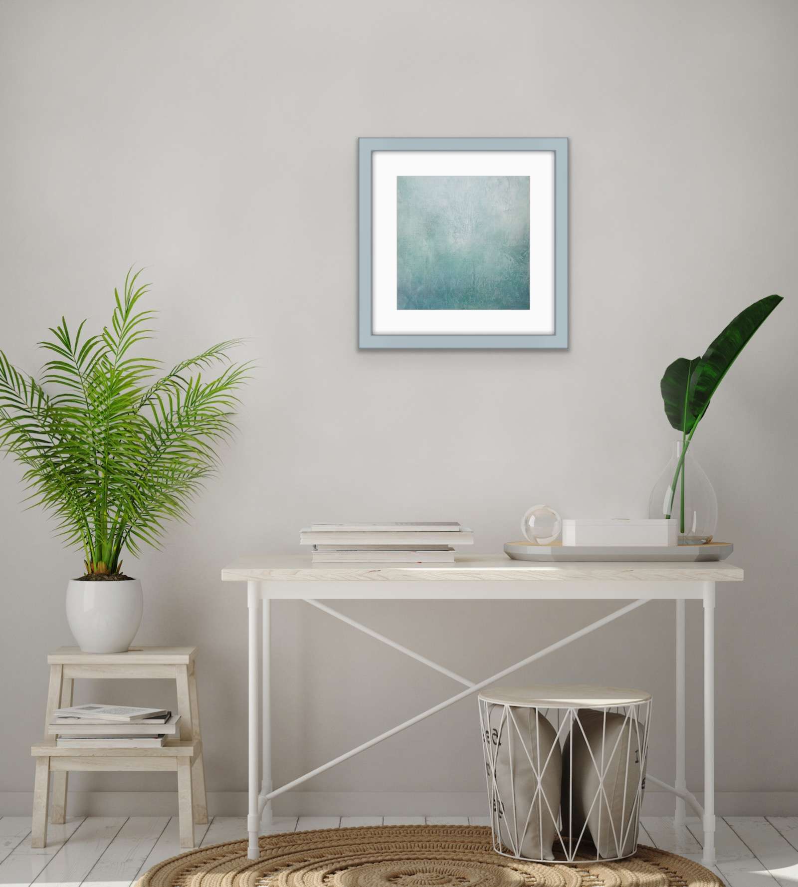 Arctica - Silences Bleus – Tableau abstrait 40x40 bleu polaire magique, dentelle de glace – Image 3