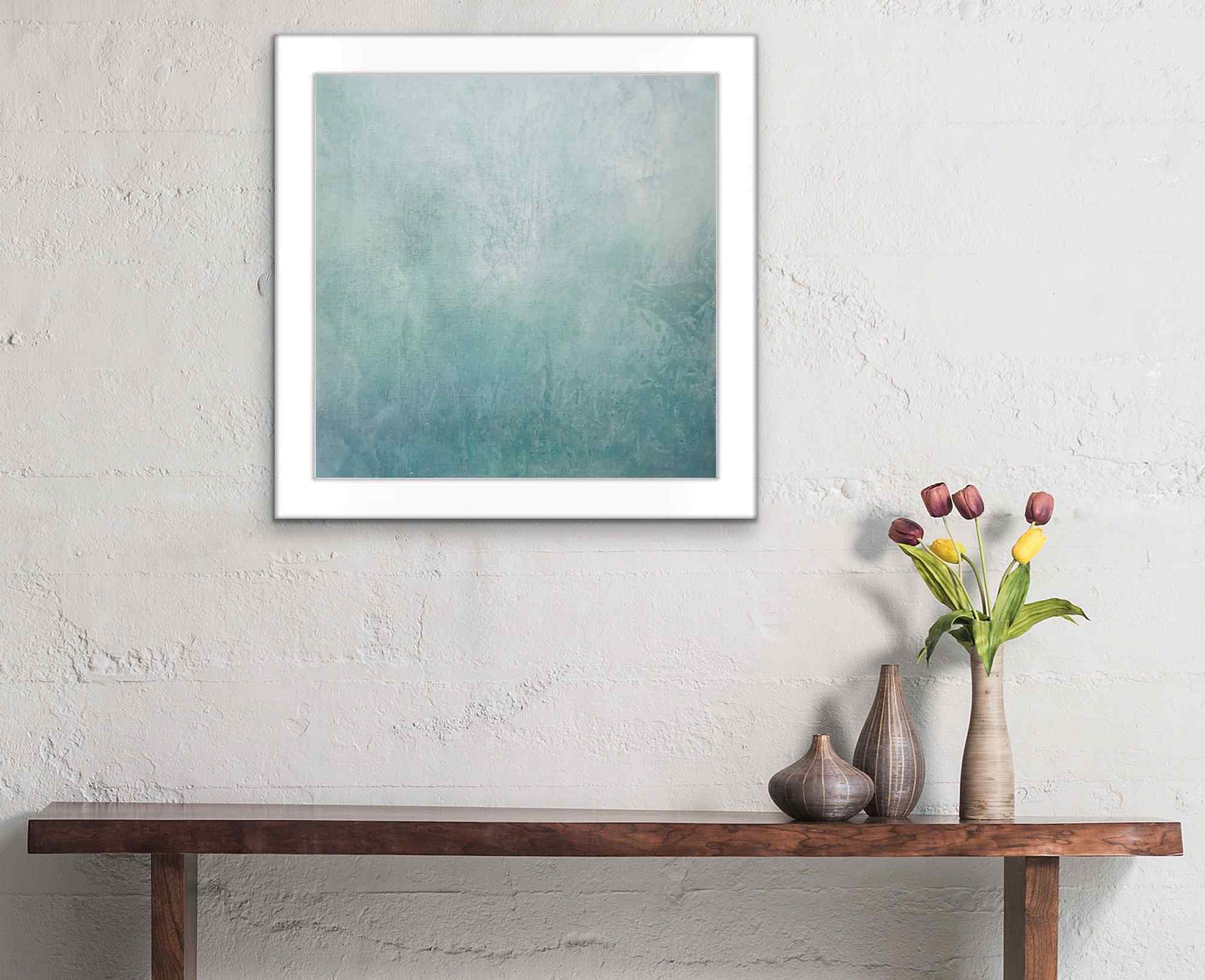 Arctica - Silences Bleus – Tableau abstrait 40x40 bleu polaire magique, dentelle de glace – Image 4