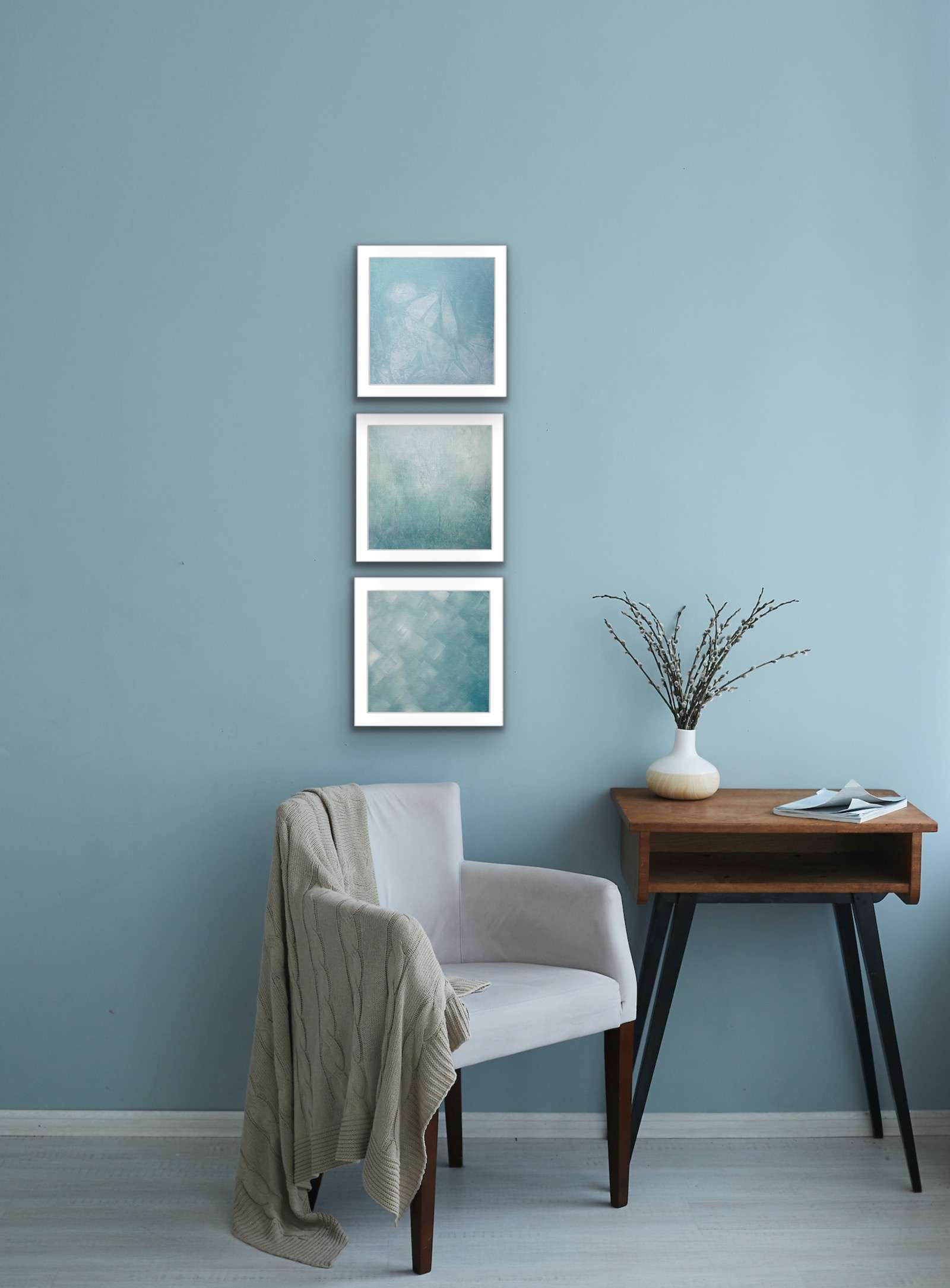 Arctica - Silences Bleus – Tableau abstrait 40x40 bleu polaire magique, dentelle de glace – Image 2