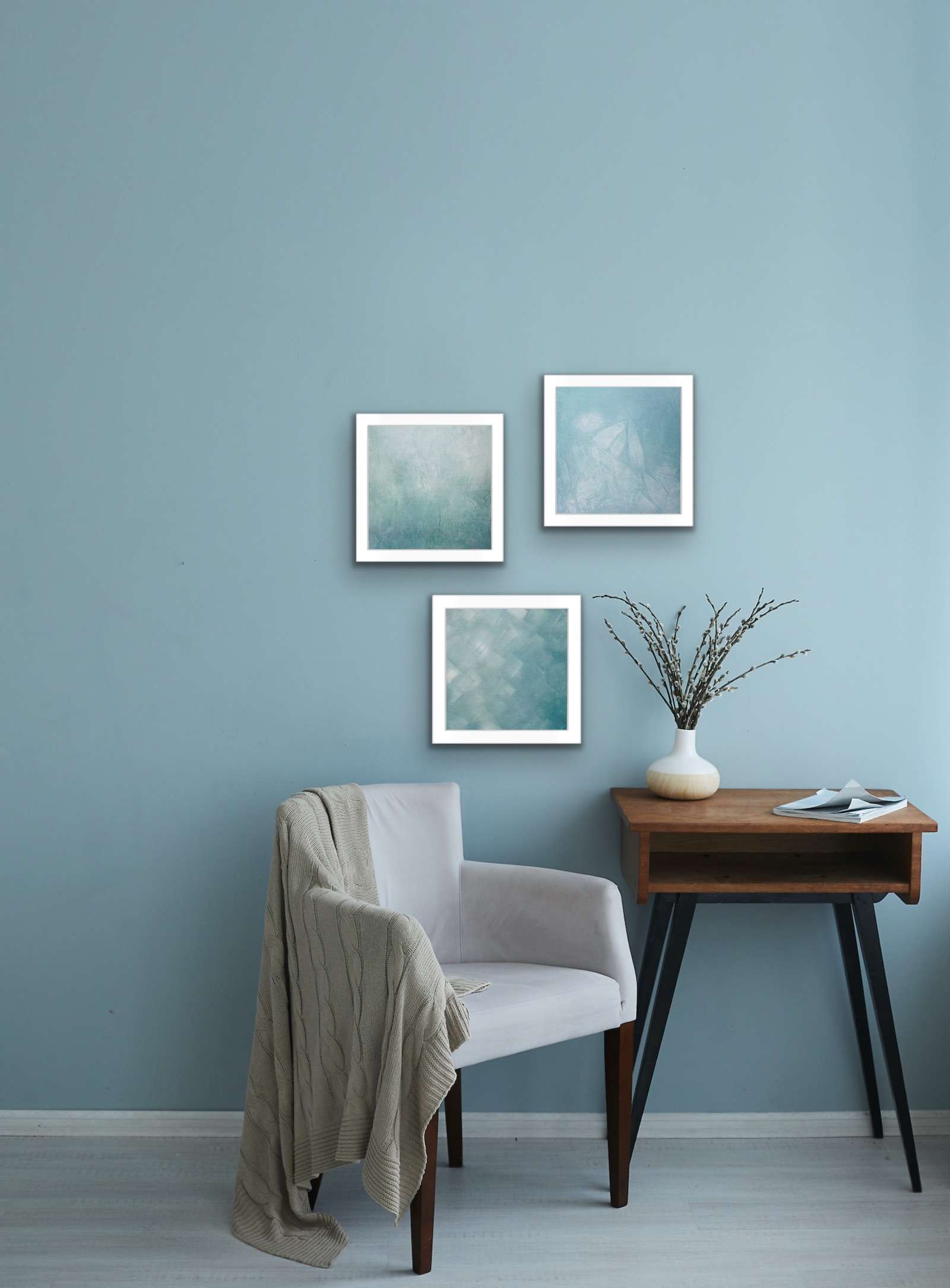 Arctica - Givre de Lumière – Tableau abstrait 40x40 bleu polaire lumineux, ambiance apaisante – Image 2